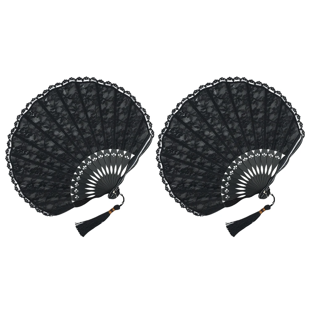 

2Pcs Shell Fans Handmade Elegant Retro Lace Japanese Style Handheld Cooling Tools Gifts Decorative Wedding