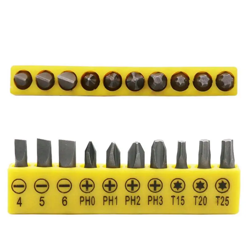 10pc Rubber Strip with L-Shape Screwdriver Cross Screwdriver Head Bit 60mm Conversion Extension Tool Set