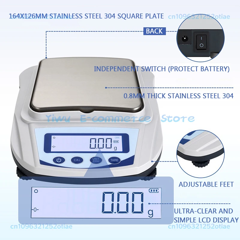 Laboratory High-Precision Balance Scale Analytical Balance Digital Weight Scale Rs232C Interface Accuracy 0.01G BB