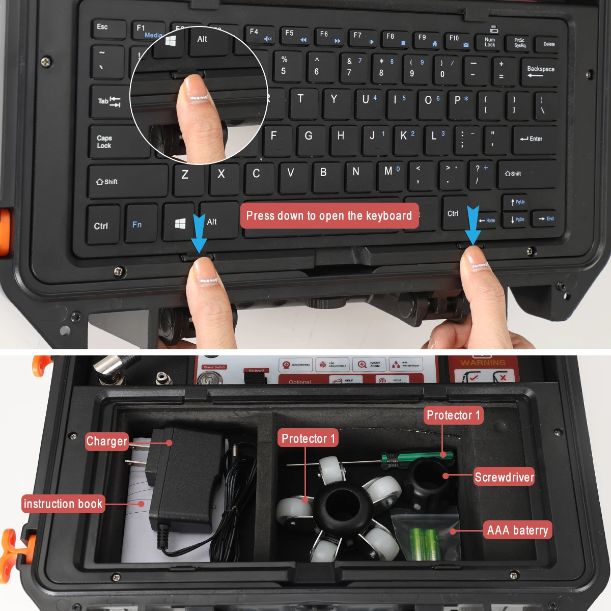 HD 1080P 10.1" Touchscreen With Distance Counter 20M Cable 512HZ Locator Video Audio Recording Snake Inspection Camera Endoscope