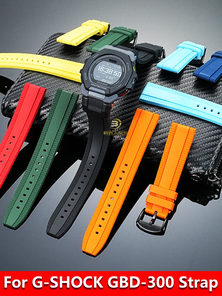 For Casio G-Shock 3568 GBD-300 Waterproof Fluoroelastomer Watch Band Replacement Strap for Sports Watches –Resistant Accessorie