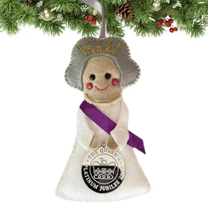 Queen Elizabeth II Felt Decor Platinum Jubilee Decor Doll Pendant Souvenir Queens Commemorative Christmas Tree Ornament Decor