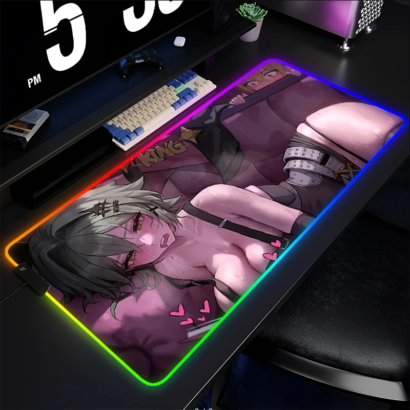 

RGB Mouse Pad Gamer PC Computer Zenless Zone Zero Desktop Mat ZZZ Caesar King Keyboard Pad LED Anime Gaming Accessories Mousepad