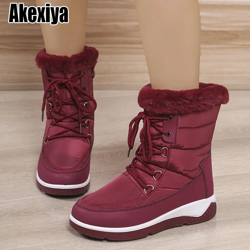 

Women's Thicken Plush Waterproof Snow Boots Platform Warm Fur Ankle Boots Woman Winter 2023 Casual Non Slip Cotton Padded Shoes