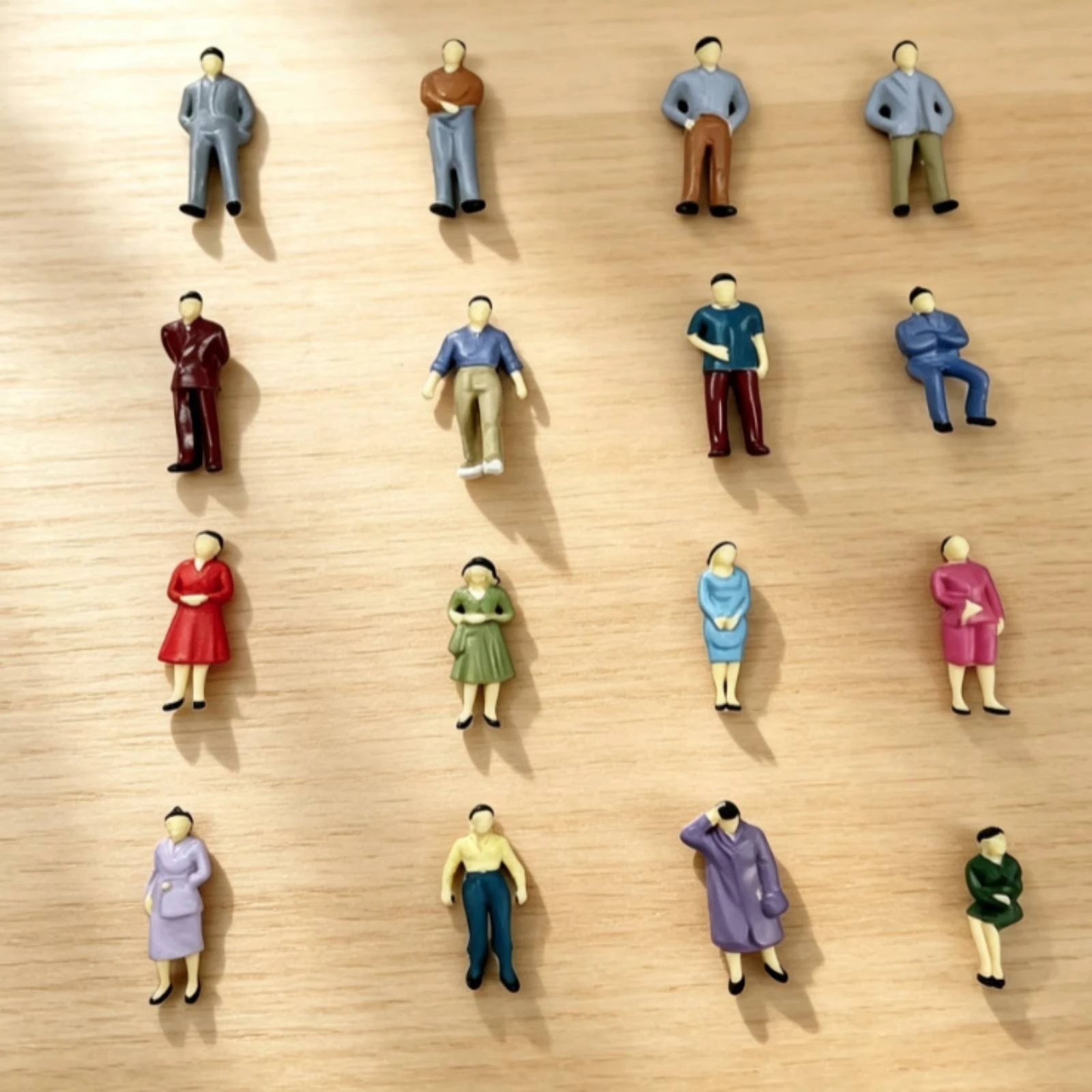 16 Pieces Miniature Human Figures with Base Stands Realistic Miniature People Figurines Miniatures Detailed for Hobbyists