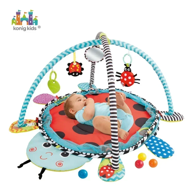 Konig-colchoneta de juegos de actividades 3 en 1 para niños, juguete de gimnasio para bebés, luces y música, Honeybee