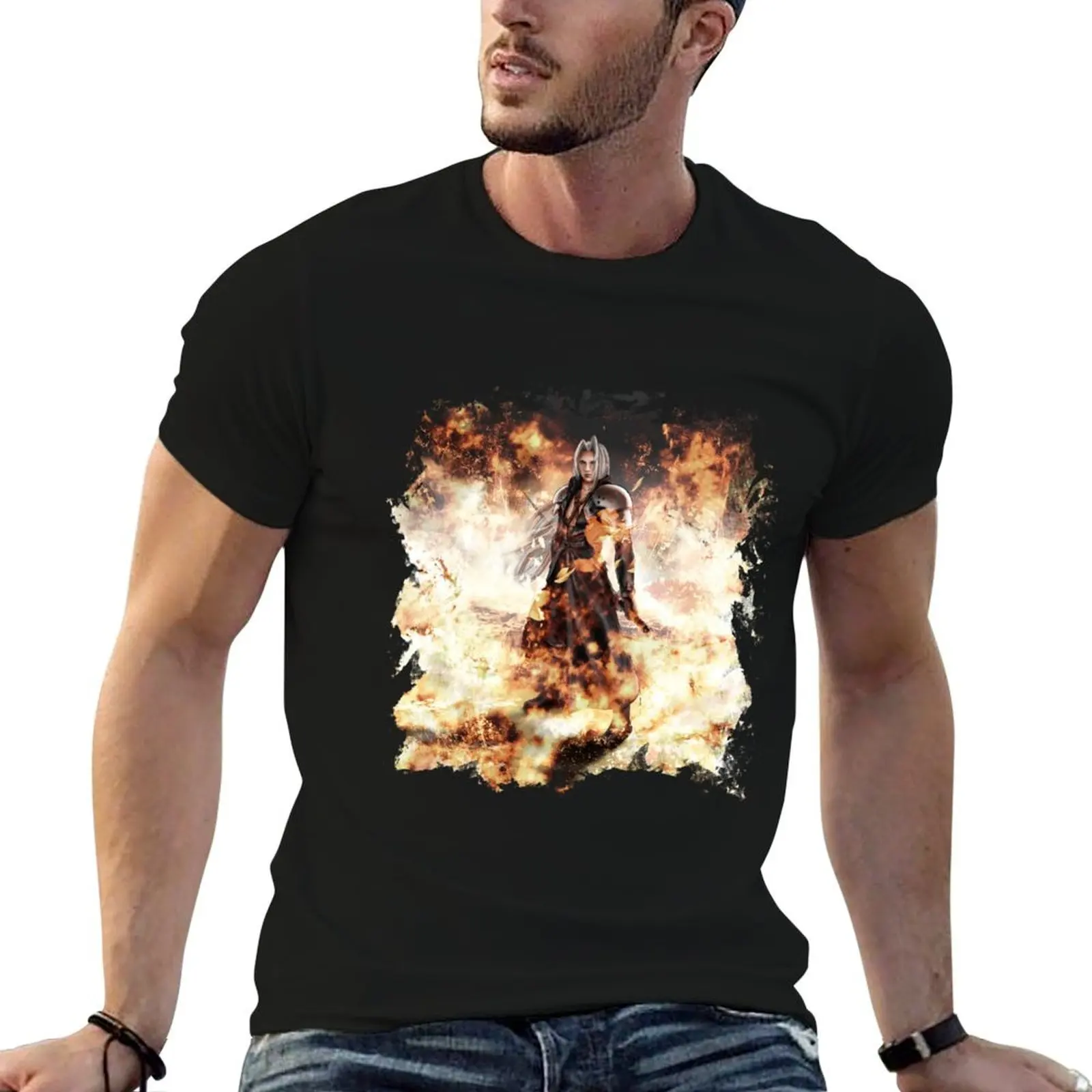 

NIbelheim accident, Sephiroth in Flames T-Shirt cotton t shirt pack essential t shirt T-Shirt