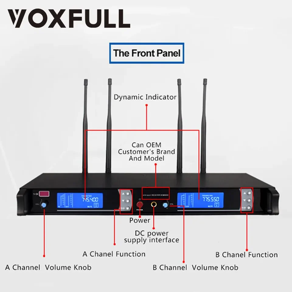 SKM9000 Wireless Microphons System, 4-Channel UHF Handheld Mics Set of 4 Cordless Microphone