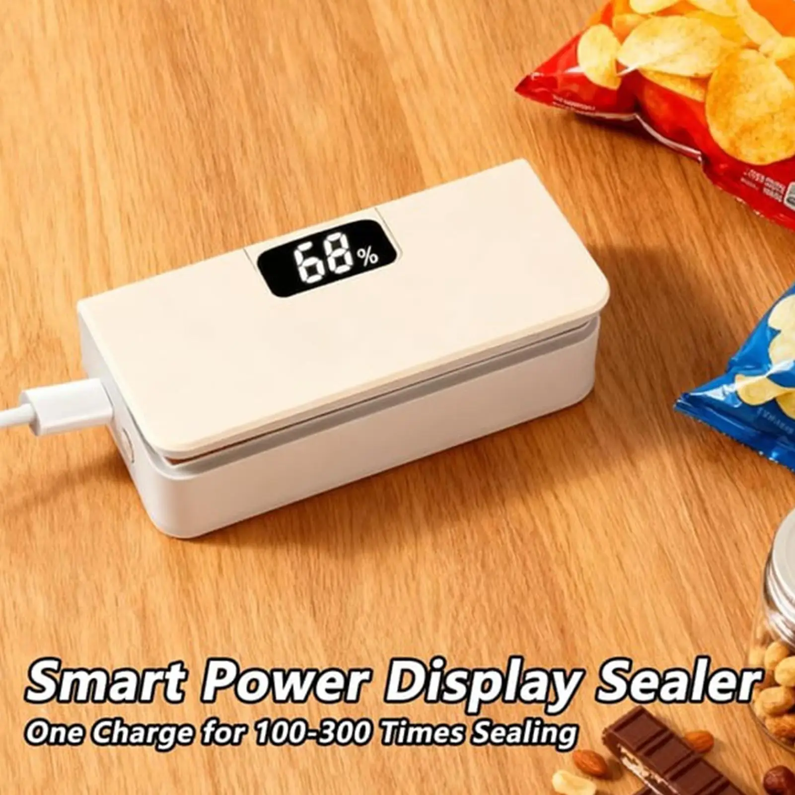 Mini-scelleuse magnétique rechargeable 6 modes avec coupe-sac intégré, machine à sceller électrique portative pour la maison, la cuisine, les restaurants et les snacks