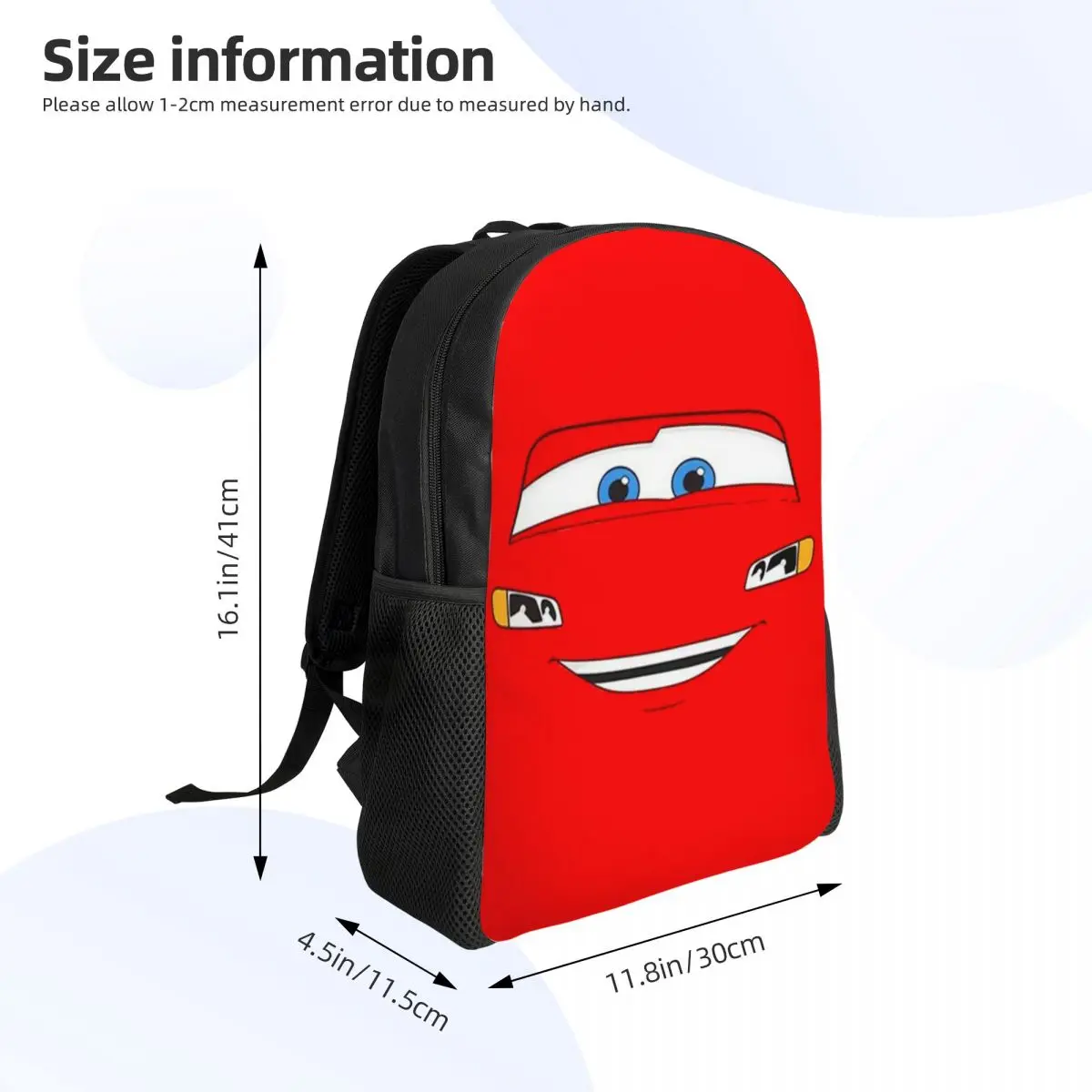 Custom Happy Cars Lightning McQueen Backpack for Women Men College School Students Bookbag Fits 15 Inch Laptop Cartoon Bags