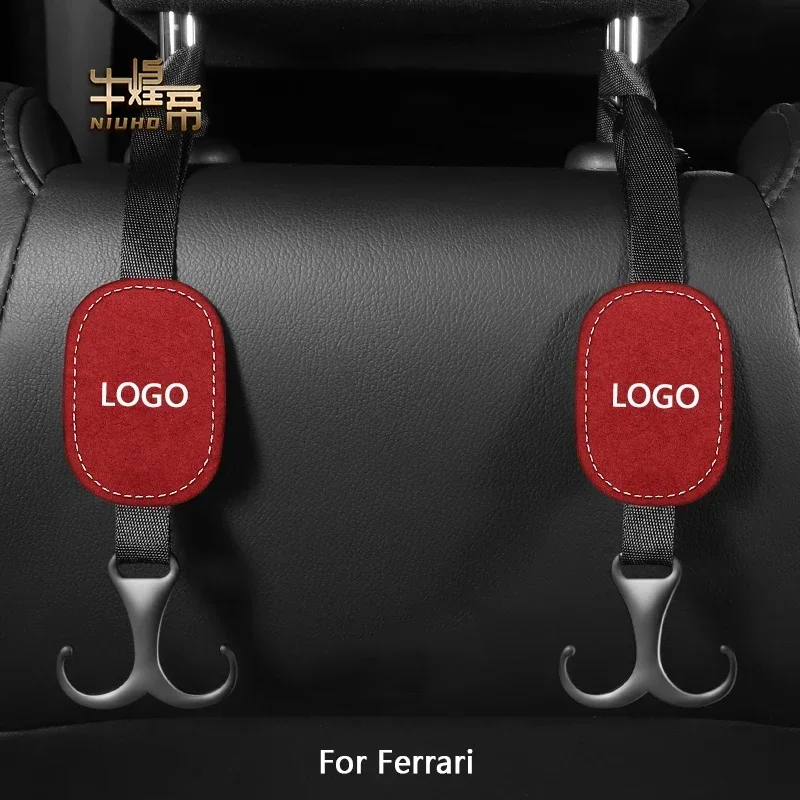 Car Seat Back Suede Metal Hook For Ferrari 458 812 F430 599 296 F8 F12 FF Interior Storage Finishing Hanger Articles Accessories