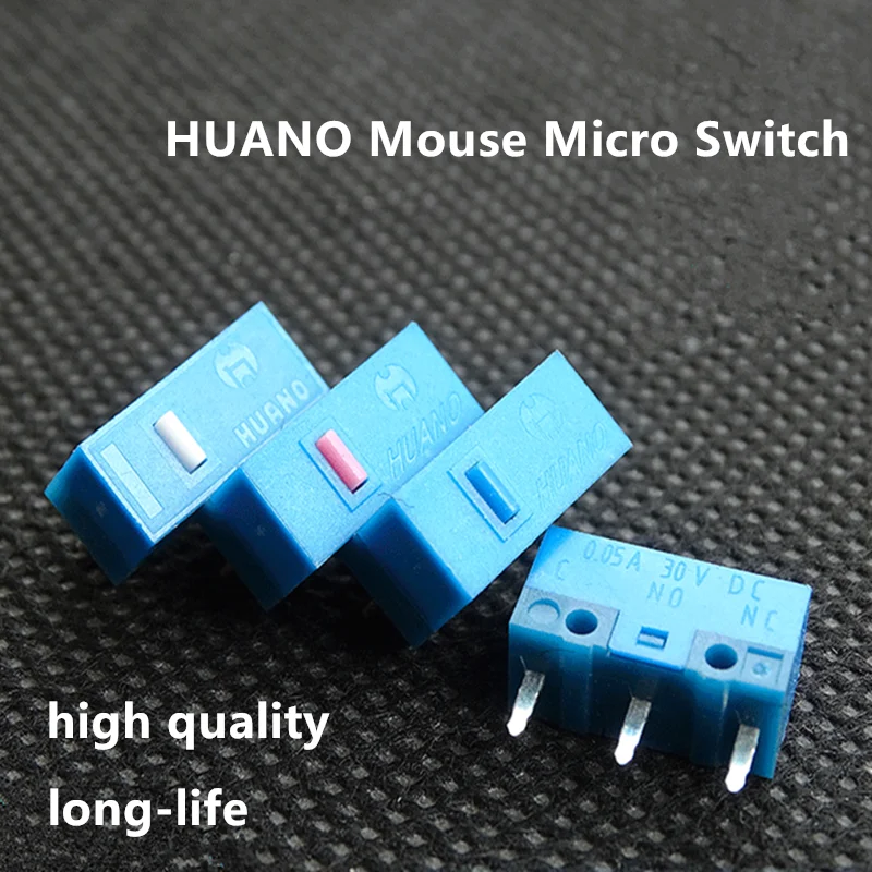 

10PcsNew HUANO Micro switch Blue Shell White/Blue/Pink dot 20 50 80 million clicks life computer mouse switch