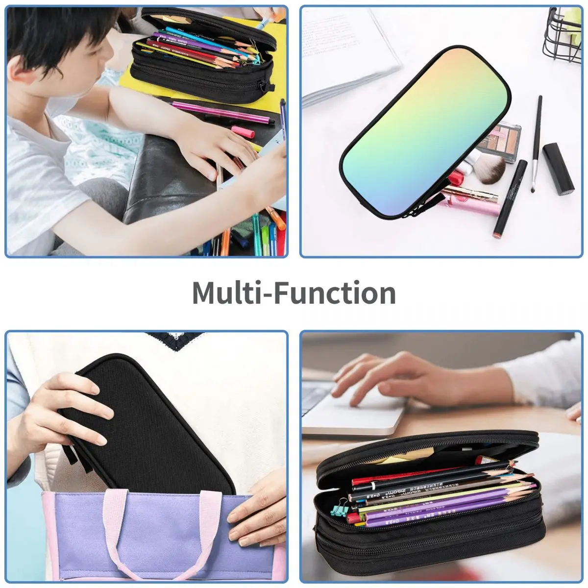 

Pastel Glow Rainbow Gradient Pencil Case Pencil Pouch Storage Stationery Supplies Large Storage Pen Box Pencil Bag for Kids