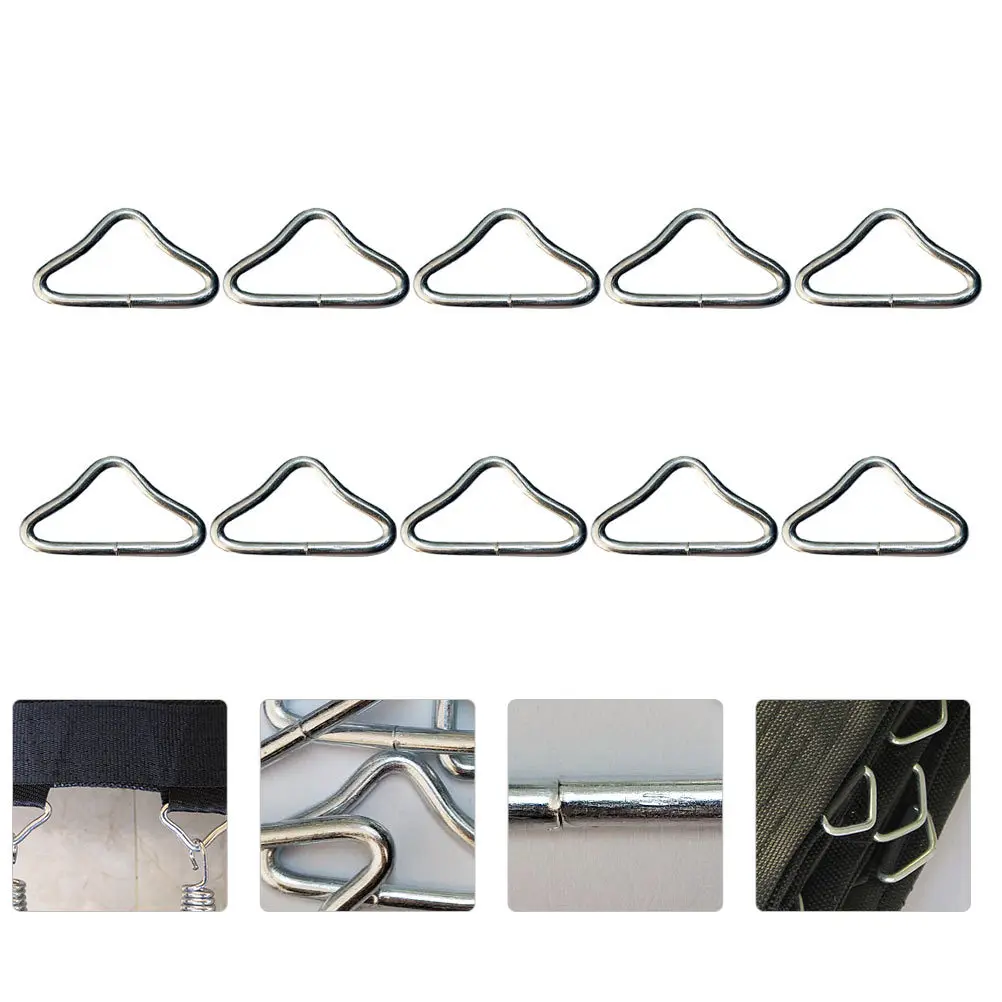 

30Pcs Triangular Iron Rings Galvanized Durable for Trampoline Mesh Jumping Cloth Buckles Replacement Parts Triangle Ring