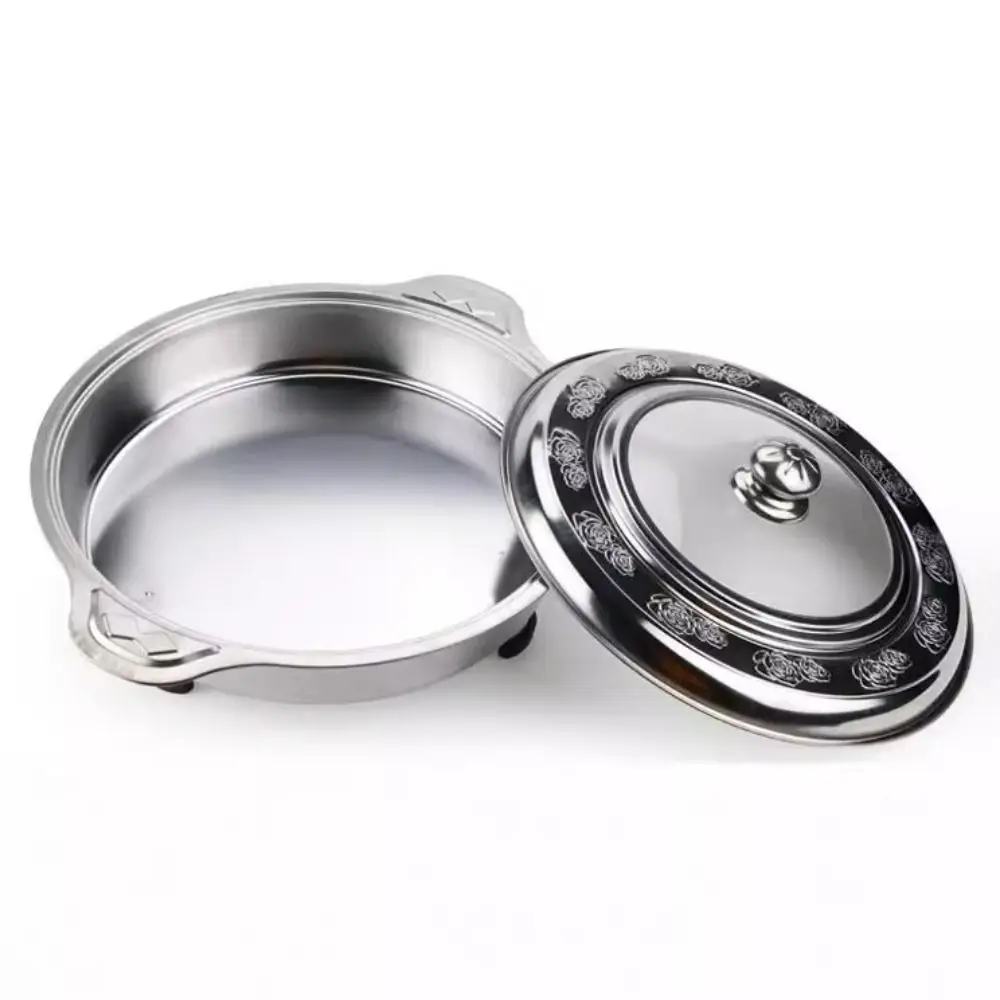 Stainless Steel Buffet Chafing Dish Food Tray Handle Hot Pot Portable Cooking Gear Detachable Legs Multifunctional