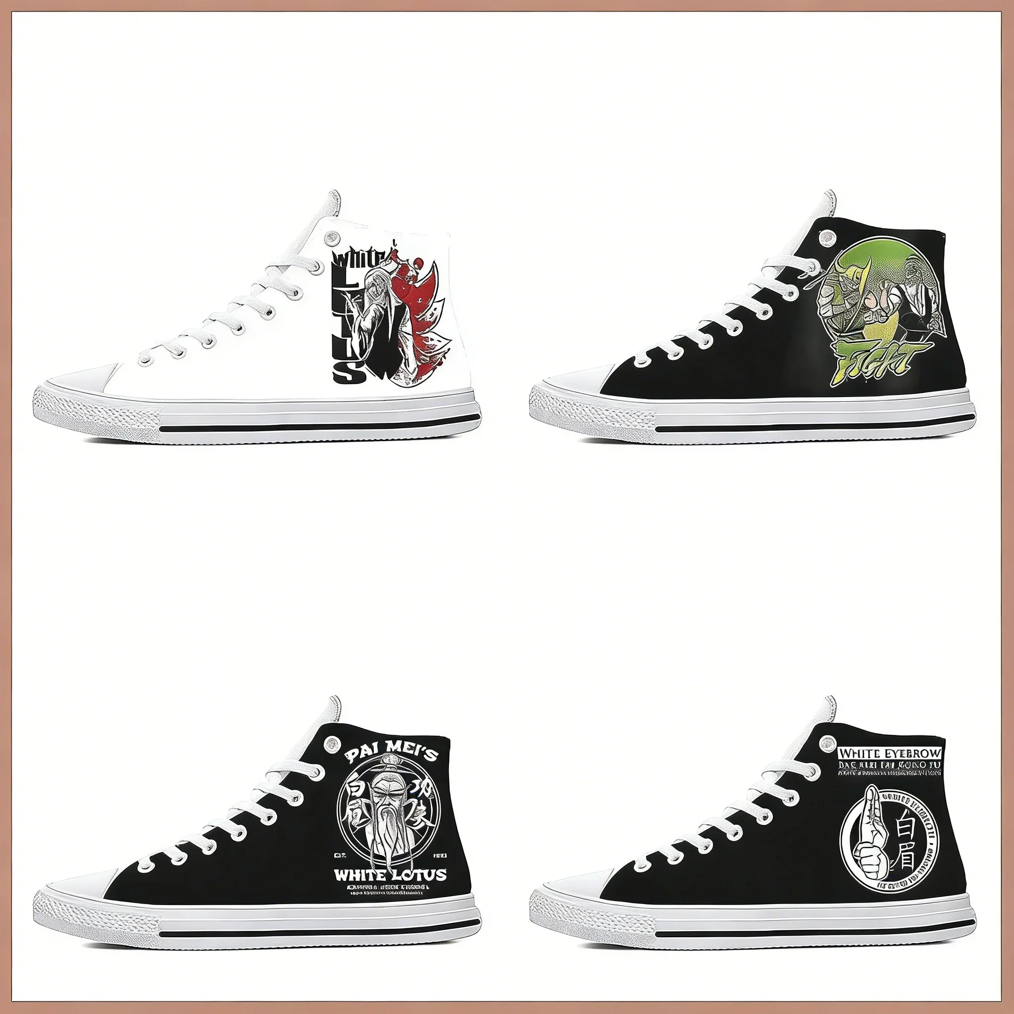 

Hot Kill Bill Pai Mei White Lotus Kung Fu Academy Casual Shoes, High-Top Lightweight Breathable Sneakers for Men and Women
