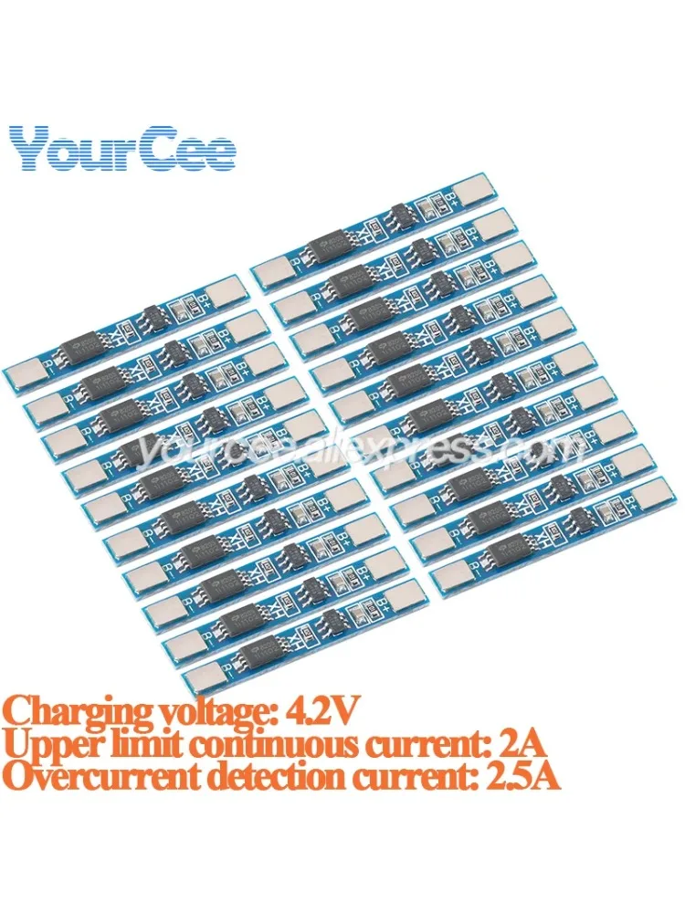 20szt/1szt 1S 3.7V 2A li-ion BMS PCM Single MOS 18650 Battery Protection Board PCB Module for 18650 Lithium ion li Battery Cell — zdjęcie 2