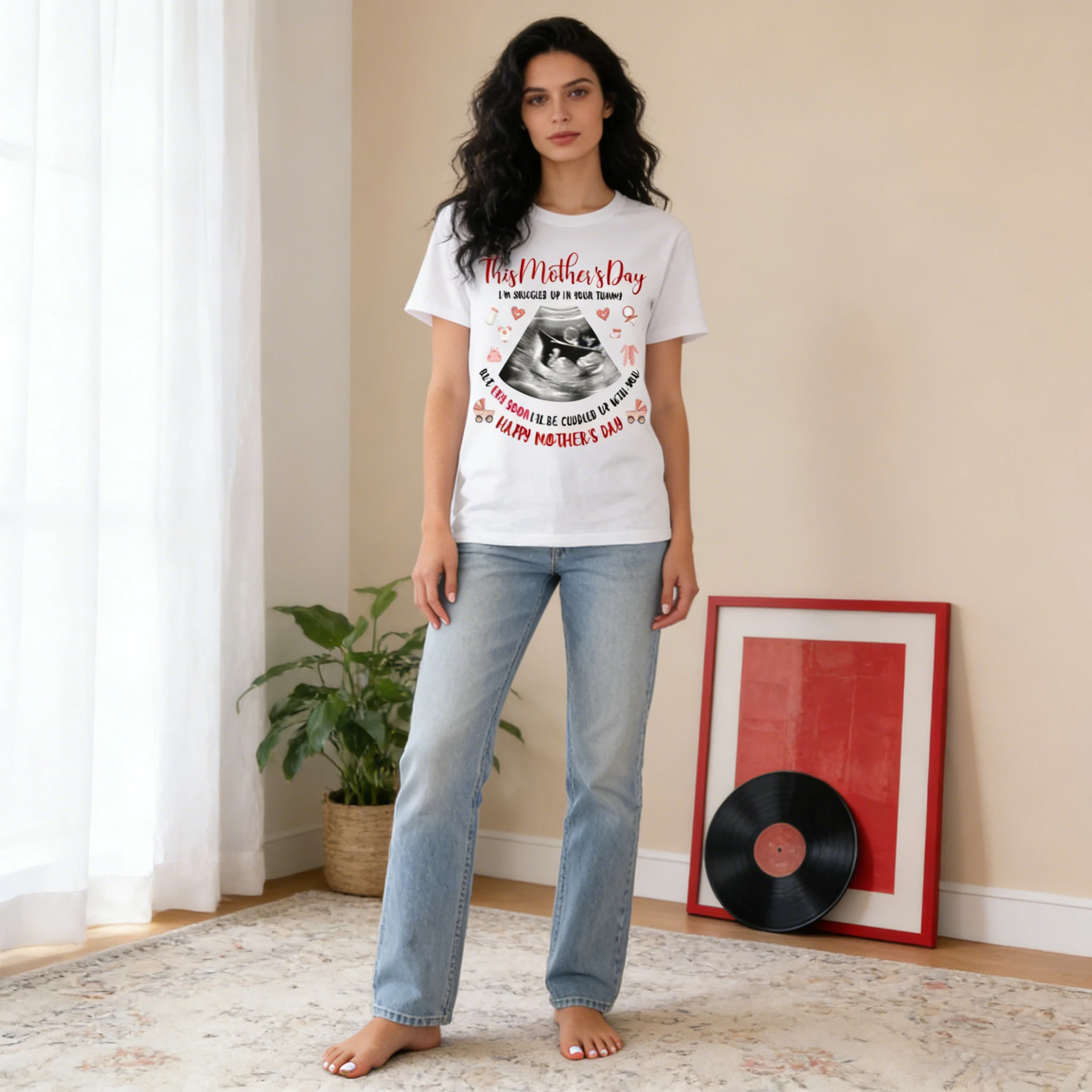 

Custom DIY Ultrasound image T-Shirts Personalized Creative Printed Image Tops Casual Summer Short Sleeve Cotton Comfort T-Shirt