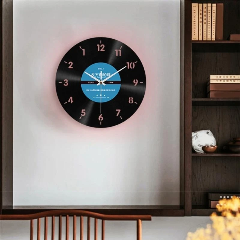 Artistic Vinyls Record Reverse Motion Wall Clock 12Inch for Home Office Decors
