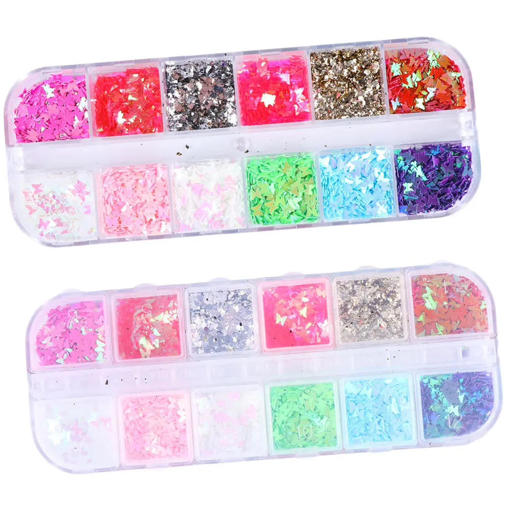 2 Pcs Nail Decoration Accessories Glitter Sequins Manicure Decals Heart Sticker