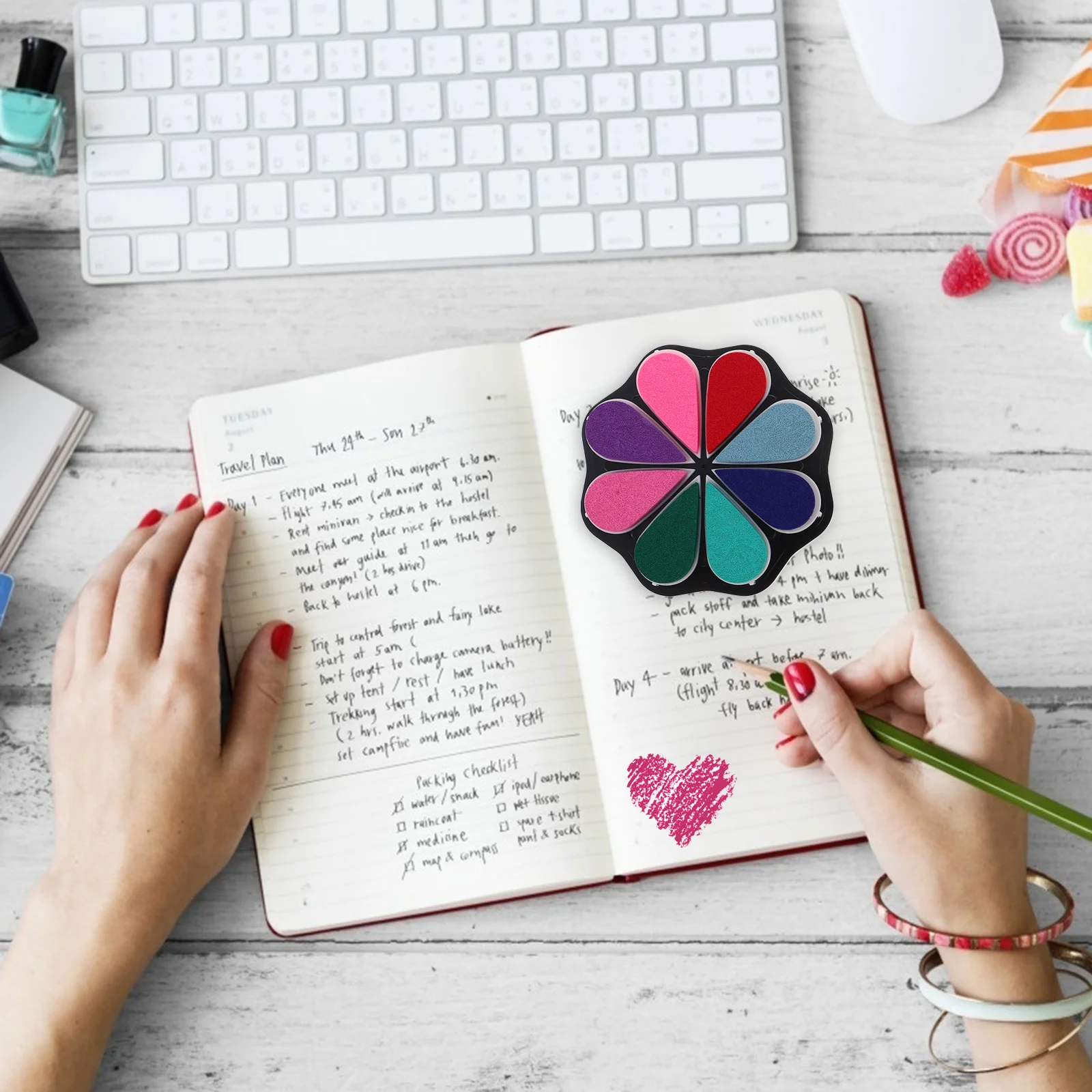 

Ink Pad Multicolor Long-Lasting Stamps Partner DIY Ink Pad for Craft Classes Nursery Decoration DIY Craft Supplies