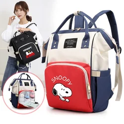 Snoopy Women Men Portable Multi-functional Mommy Bag Fashion Backpack Large Capacity Zipper Diaper Bag for Travel Gift Kawaii