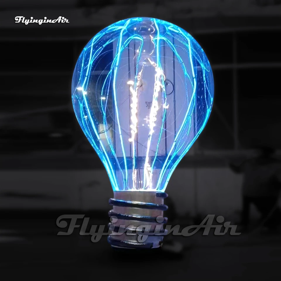 Simulated Large Inflatable Light Bulb Balloon Illuminate Transparent Air Blow Up Lightbulb Model With RGB LED Strip For Party