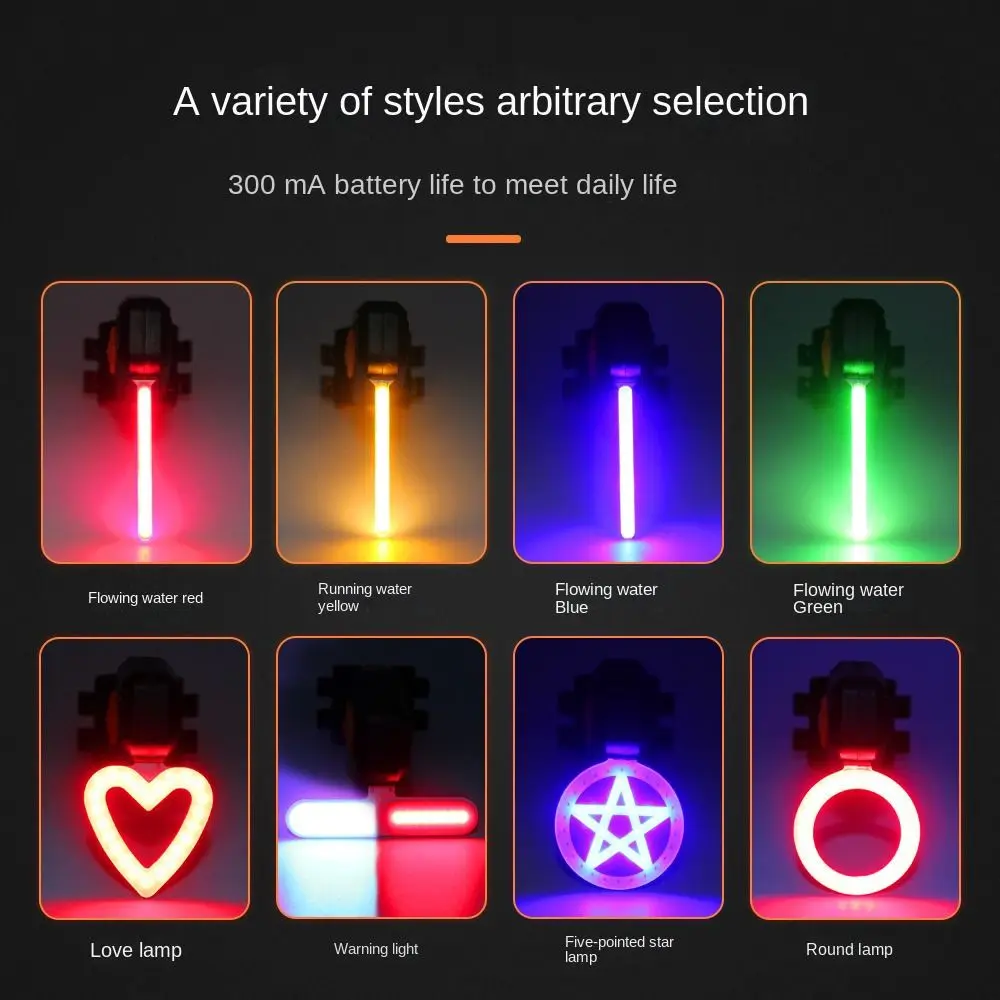 Plastic LED Bike Tail Light Ultra Bright Chargeable Mountain Bike LED Warning Light Bicycle Accessories Night Riding Lights