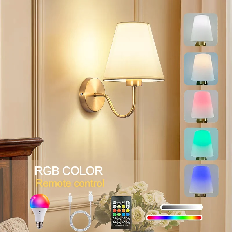 Retro Rechargable Wall Lamp LED RGB Bulb Removable Wireless Wall Light For Bedroom Corridor Hallway Luminaire Bedside Lighting