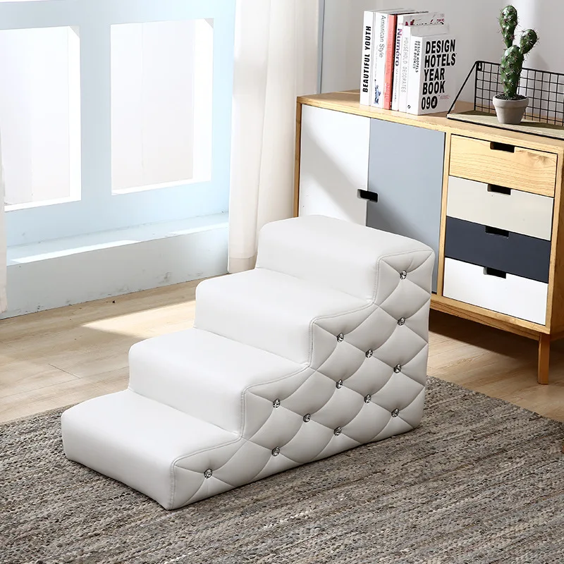 

Pet Dog Stairs Sponge Steps Wooden Frame Bricked Bed Climbing Ladder Small and Medium Dog Cushion Dog Climbing High