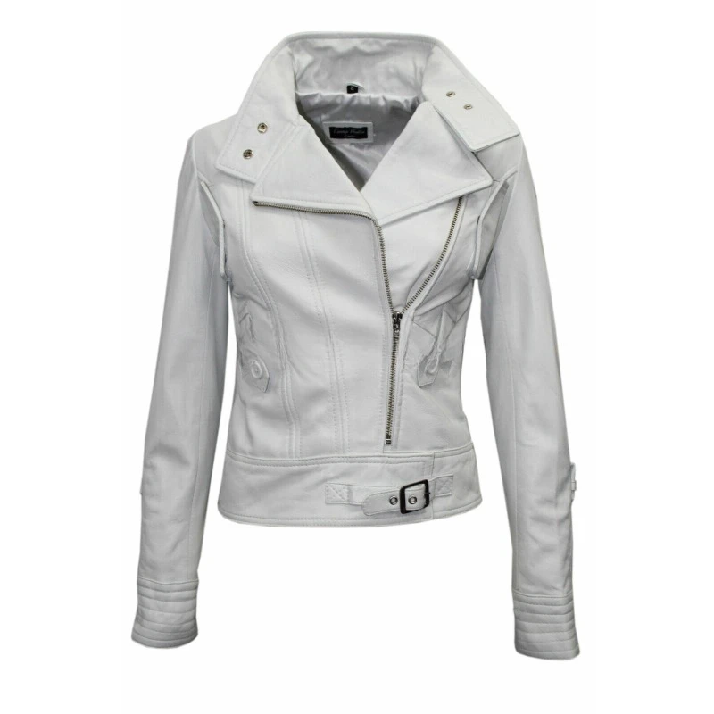 

NEW Style Women's Authentic Sheepskin Real Leather Jacket White Casual Wear Coat