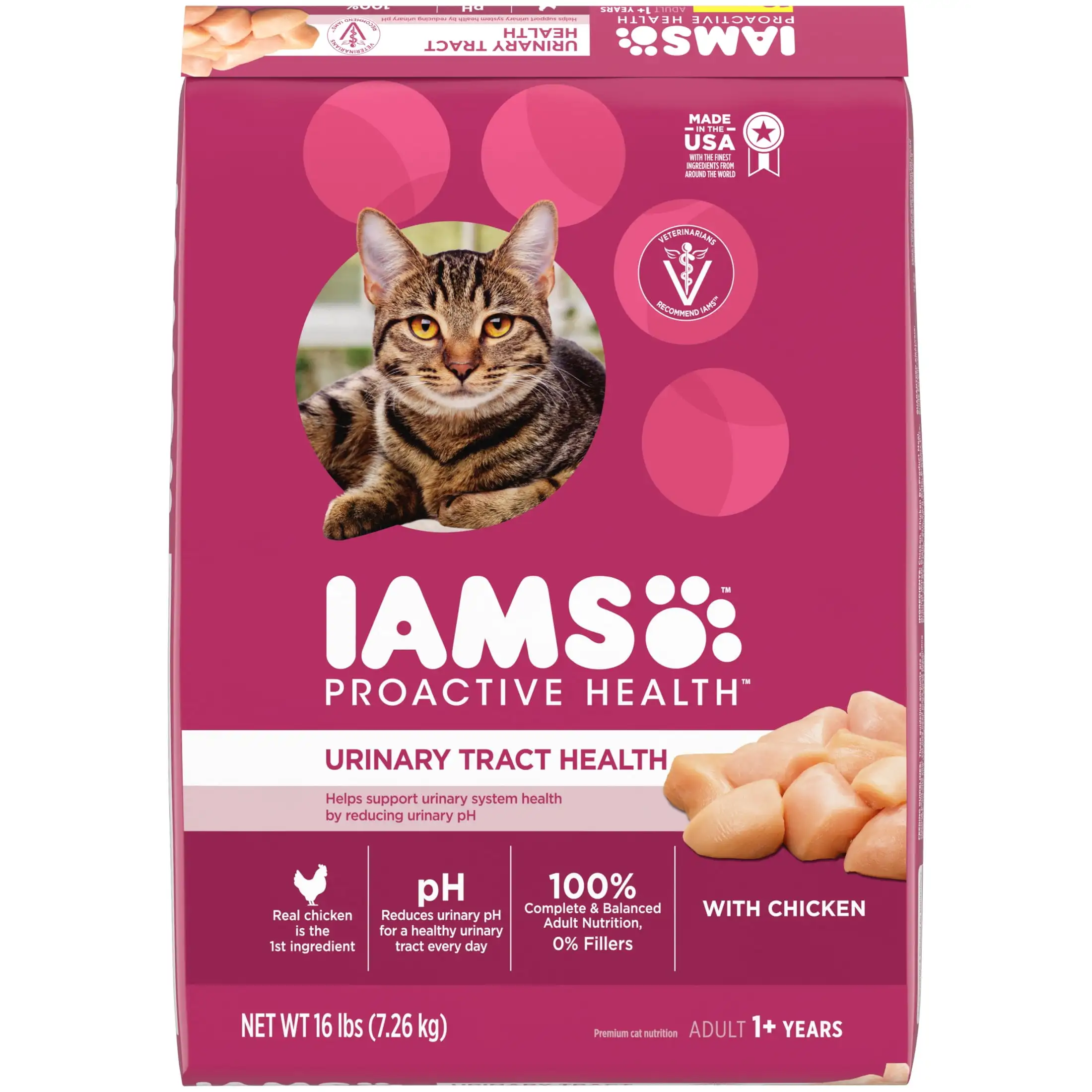 

Iams, сухая еда для кошек и куриц с активным здоровьем, сумка на 16 фунтов