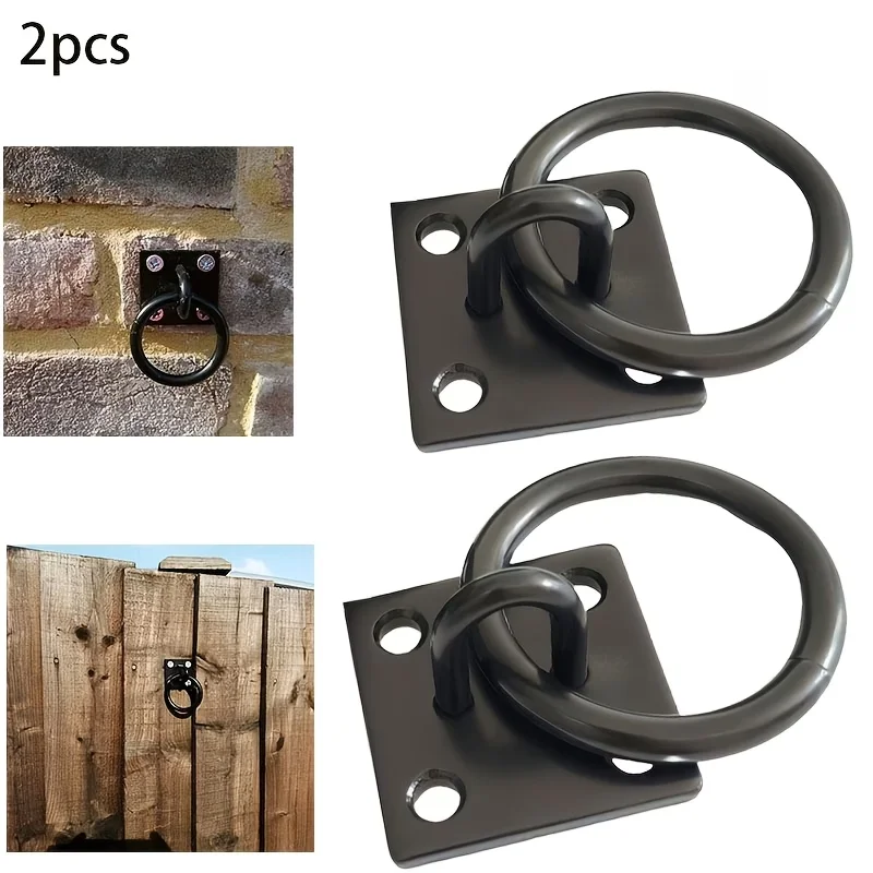 2pcs Square Door Hook For Horse Tack Storage Horse Tie Loop Plate Deck Rope Accessory Square Fixing Anchor Ring Home Accessories