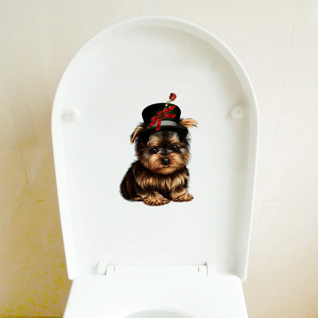 QD121 Funny Yorkshire Terrier Self-adhesive Pet Dog Wall Sticker Room Decorative Toilet Decal