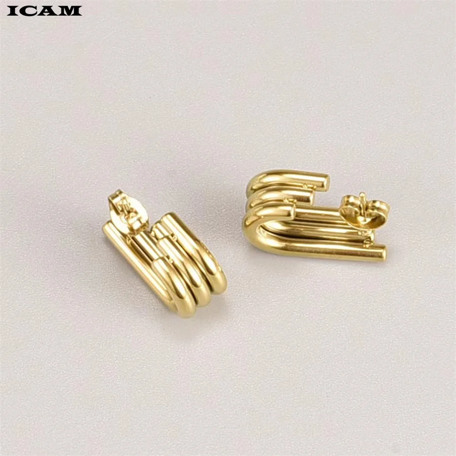 2pcs C Shape Party Girls Daily Stainless Steel Women Earring Lightweight Ergonomic Fashion Jewelry Open Hoop Gift Solid Banquet