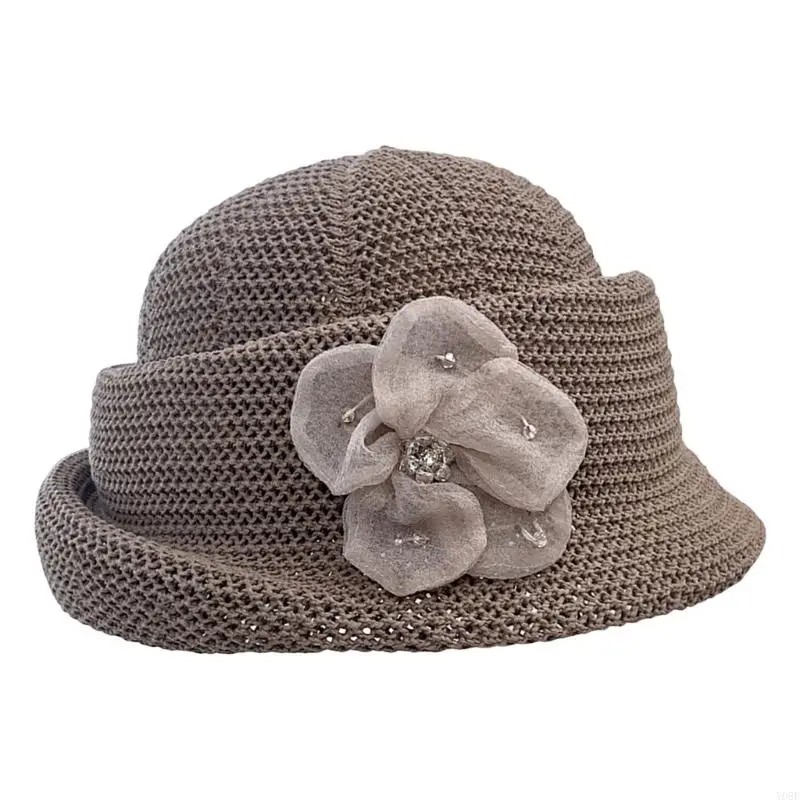 Atmungsaktiver Fischerhut für Damen mit Blumenakzent, durchbrochener für Urlaubskleidung bei warmem Wetter und Spaziergänge – Detail 10