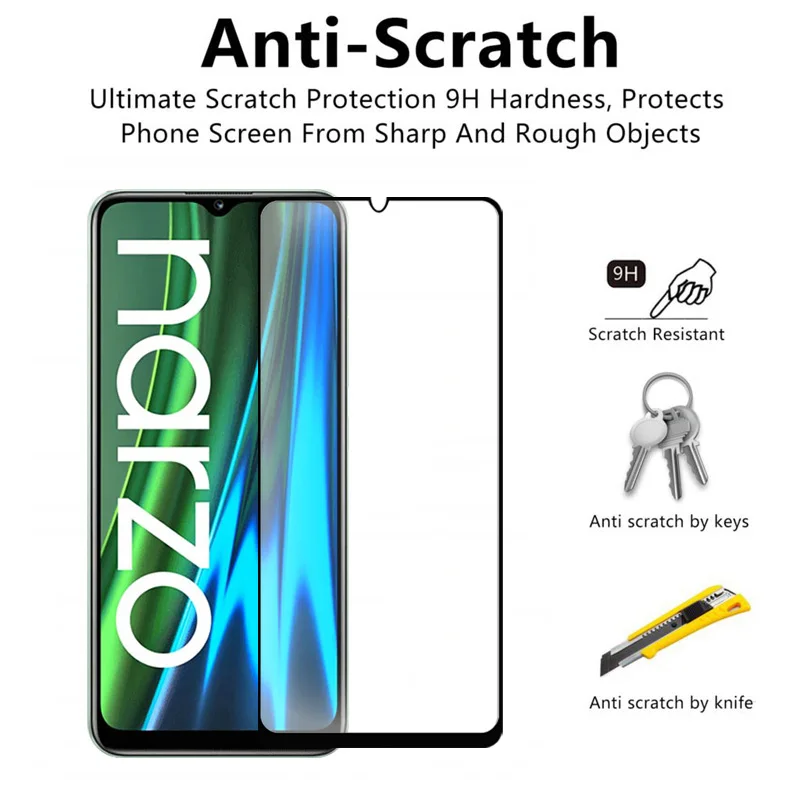 For Realme Narzo 50 Glass For Realme Narzo 50A Tempered Glass Full Cover Screen Protector Film For Realme Narzo 50A 50i 50 Glass