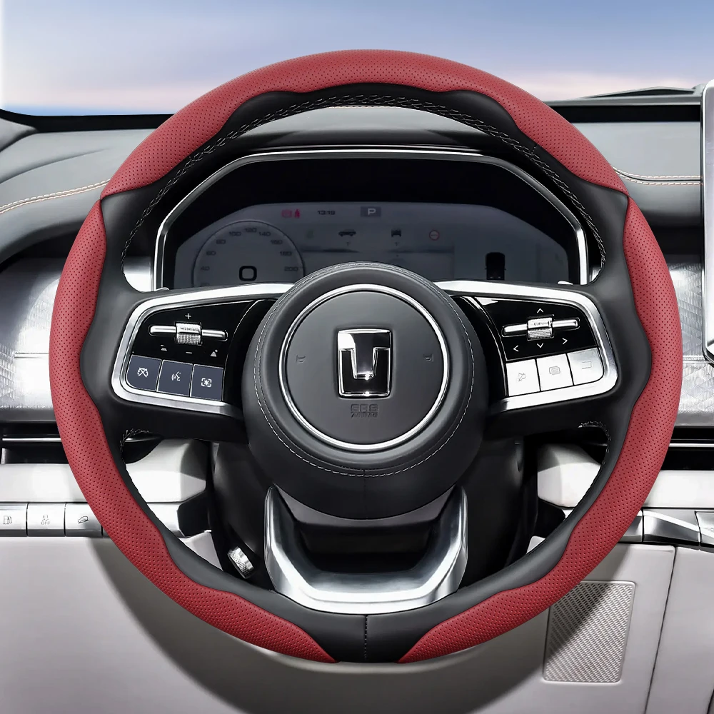 

Applicable to Gwm tank series vented leather steering wheel covers, segmented, slip-resistant, durable, automotive accessory,