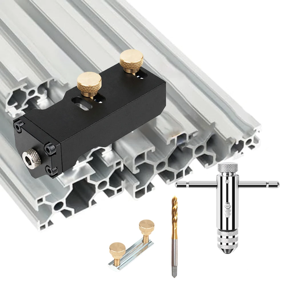 Robust Construction 98*37mm 3.85*1.45 In Aluminum Profile Drill Guide Anodized Finish Compatible With 203040 Series