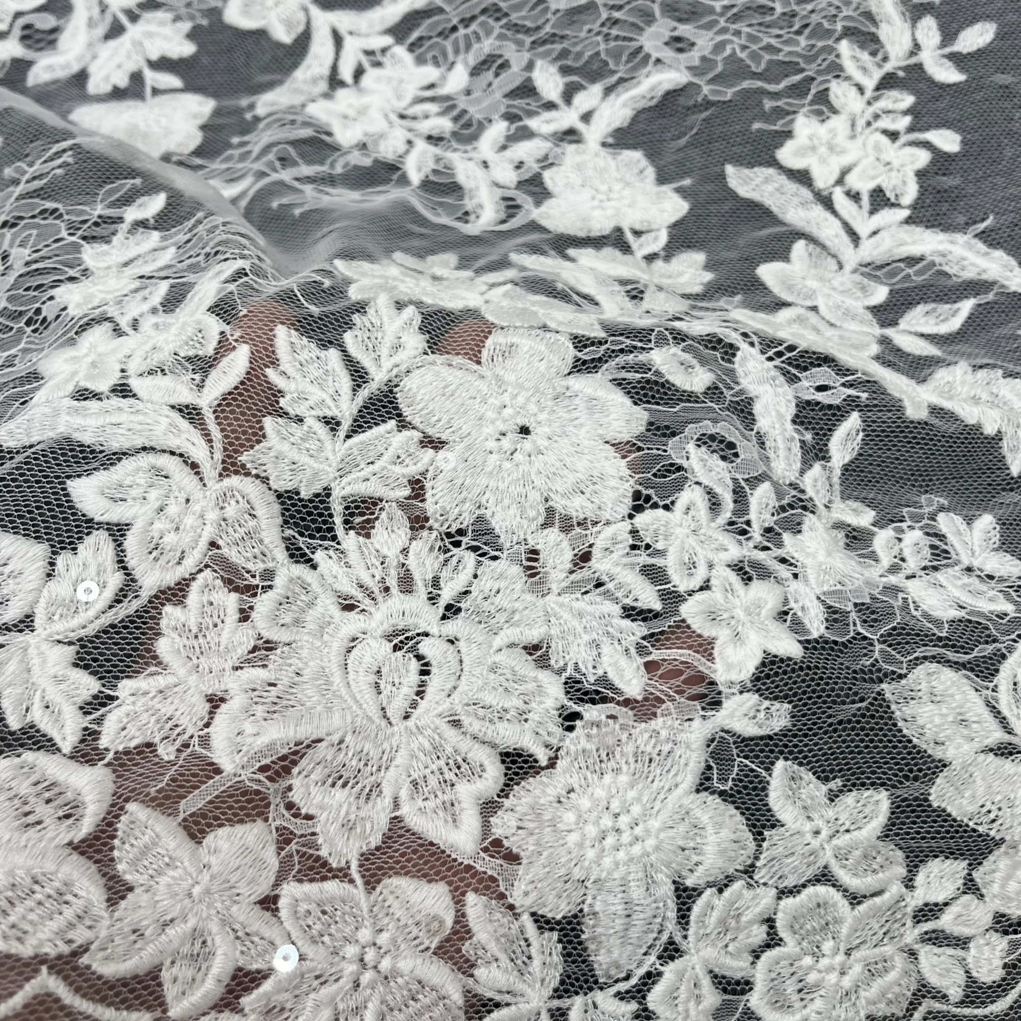 Новая высококачественная французская кружевная вышитая ткань с блестками, дизайн платья, кружевная ткань