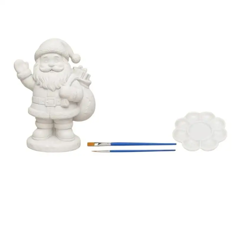 DIY Christmas Santa Claus Plaster Figurine Painting Kit Kids Graffiti Paint Set Craft Toys Holiday Keepsake Gift Ornament