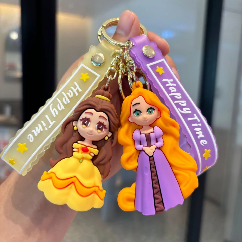 Disney Frozen Princess Alsa Anna Olaf Pendant Keychain Cartoon Cute Figure Silicone Car Key Chain Creative Gifts for Kids Fans