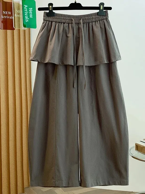 Authentic Women's Loose Casual Straight Leg Pants Wide Leg Pants Nine Points Pants Early Autumn New Style Vintage Cotton 100%