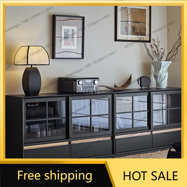 XX. Medieval style, living room TV cabinet storage glass display bookcase