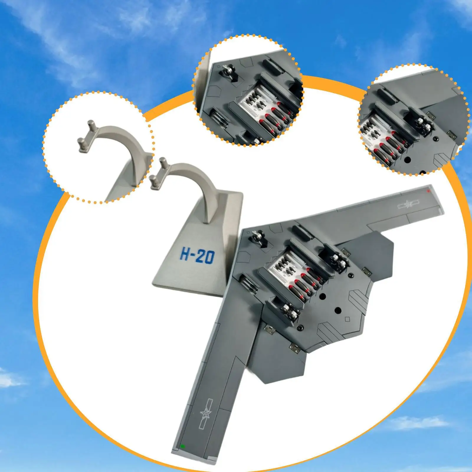 مقياس 1:200 H-20 نموذج مقاتلة خفية استراتيجية لسطح الطاولة في غرفة المعيشة #5