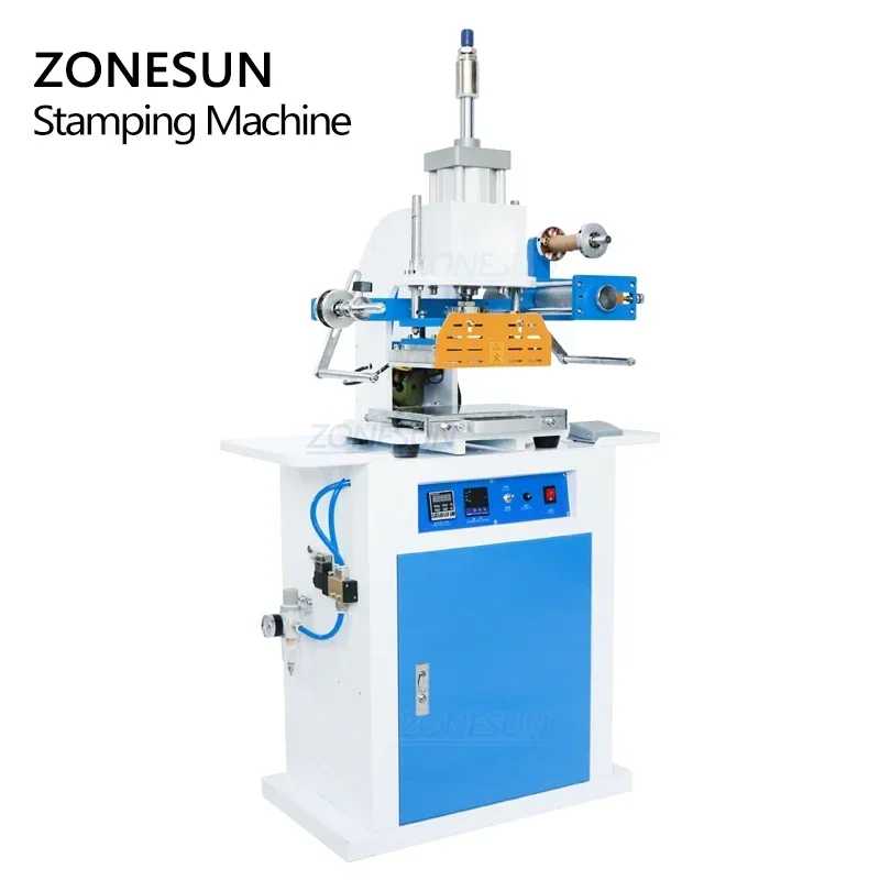 ZONESUN ZS-819C  Pneumatic Leather LOGO Embossing Creasing Heat Press Machine Cosmetics Heat Press Hot Foil Stamping Machine