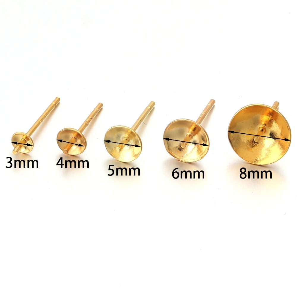 10pcs S925 Sterling Silver Ear Studs Base Trays Bowl Earrings Base Settings Diamond For Jewelry Making DIY Earrings Accessories #5