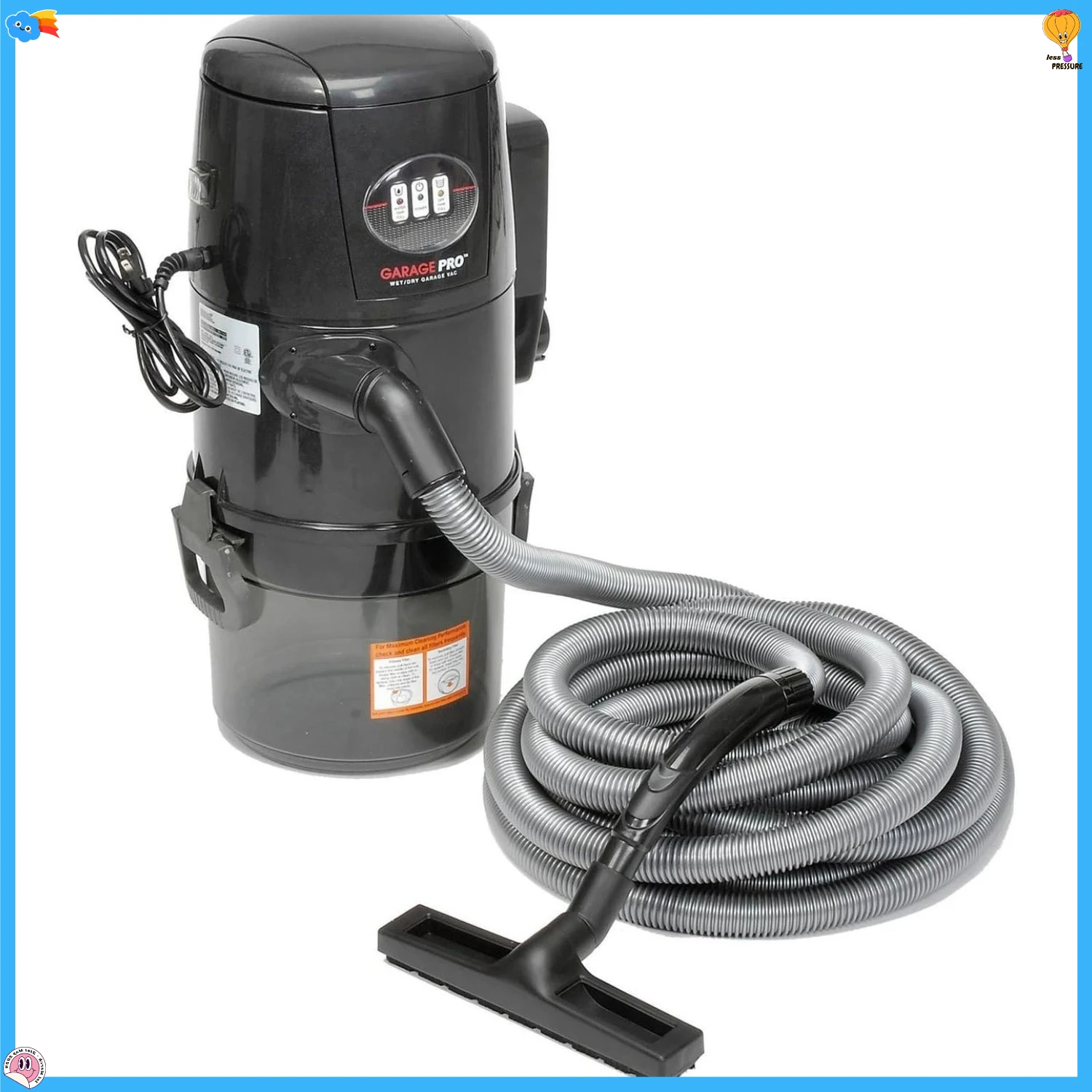 مكنسة كهربائية احترافية مثبتة على الحائط رطبة وجافة، مجموعة أدوات أوتوماتيكية، وظيفة منفاخ، رمادي، 11 بوصة طول × 11 بوصة عرض × 26 بوصة ارتفاع #1