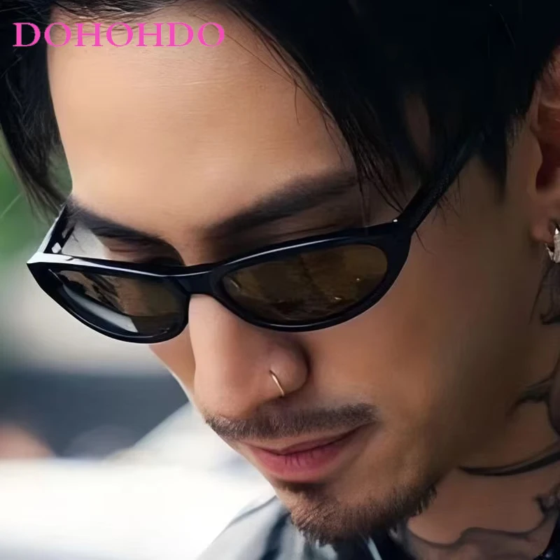 

Trendy Fashion Small Frame Oval Cat Eye Sunglasses Women Men Luxury Brand Designer Outdoor Street Photography Sunglasses UV400