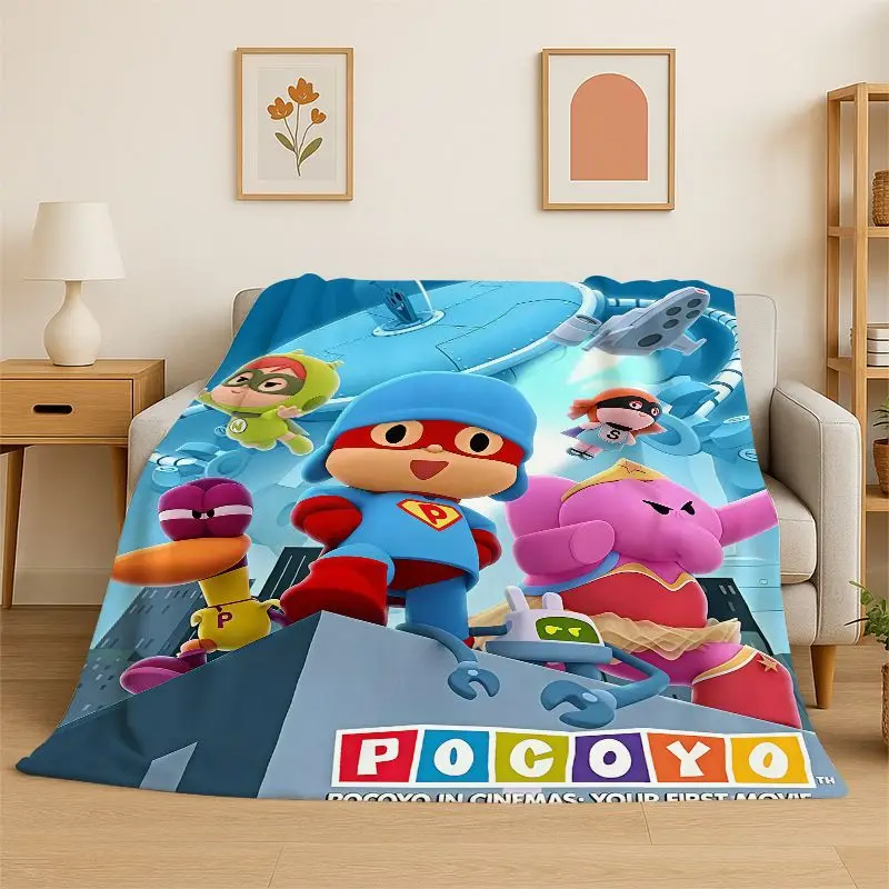 Cute P-Pocoyo Elly Pato Cartoon Soft Flannel Throw Blanket,Cozy Blanket for Bed,Couch,Sofa,Bedroom,Living Room,Travel,Picnic